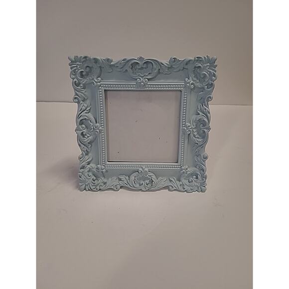 Laura Ashley Blue Ornate Picture Frame Set 4x4 Rocco Style Resin Baby Wedding - Picture 5 of 8